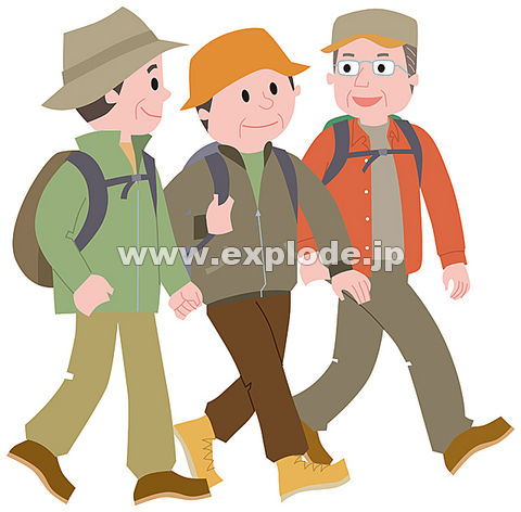 ハイキングをする三人の中高年男性 Ilm47058 Jpg 写真素材